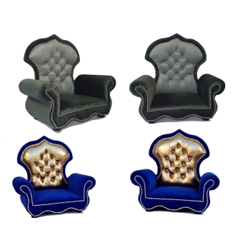 Mały welurowy fotel tron - 100 kolorów do wyboru