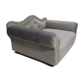 Szare legowisko kanapa dla psa kota wykończenie złote