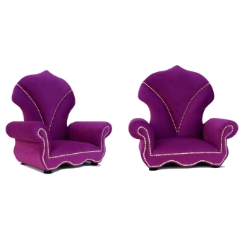 Mały welurowy fotel tron - 100 kolorów do wyboru