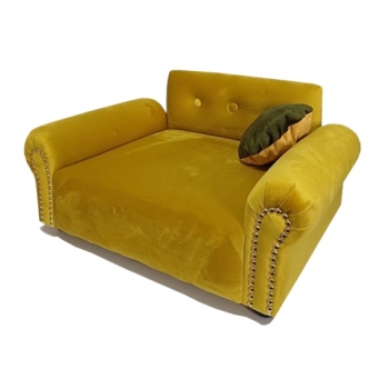 Musztardowe legowisko kanapa dla psa kota