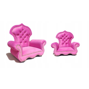 Mały welurowy fotel tron - 100 kolorów do wyboru