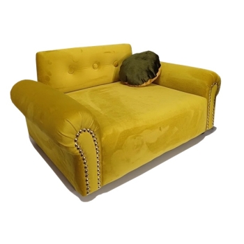 Musztardowe legowisko kanapa dla psa kota